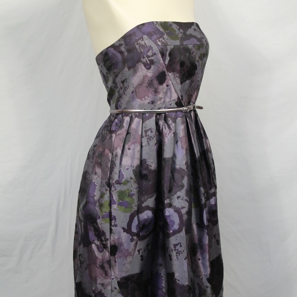Donna Morgan Purple Belted Strapless Dress 6 New - Picture 3 of 8